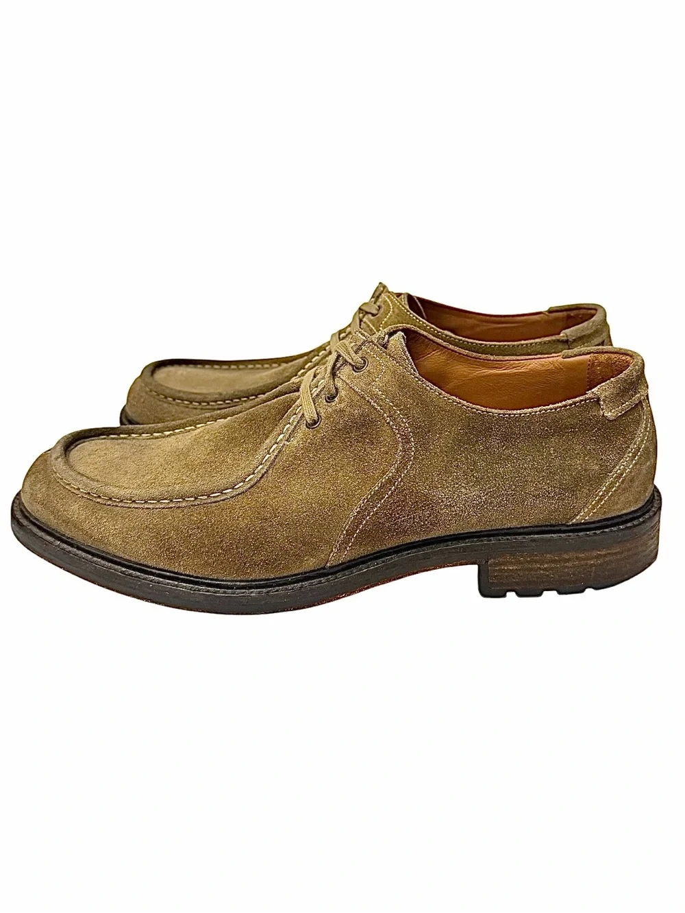Mike Konos Tan Suede Derby Shoes Italy Men’s 13M Dress Casual Made In Italy